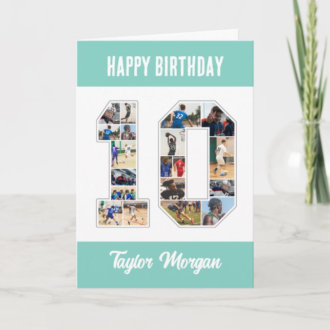 Carte 10e anniversaire Numéro 10 Collage photo (Devant)