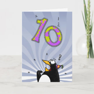 Carte 10e anniversaire - Penguin Surprise