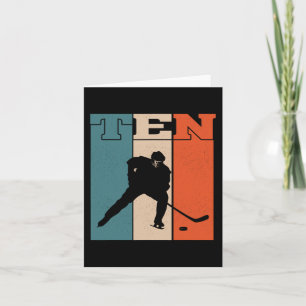 Carte 10e anniversaire Retro Hockey sur glace 10 ans Boy