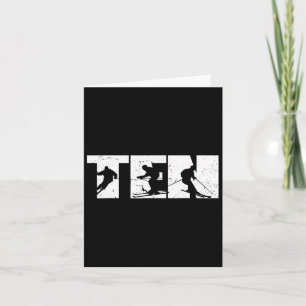 Carte 10e anniversaire Retro Ski Ski 10 ans Garçons Gi