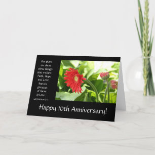 Carte 10e anniversaire, verset floral, bible sur l'amour