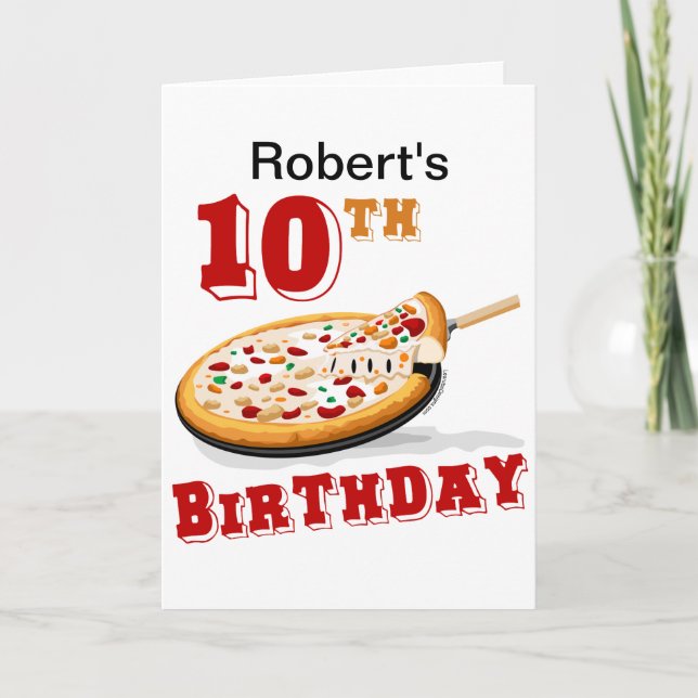 Carte 10ème anniversaire Pizza Party (Devant)