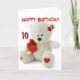 Carte 10ème thème d'ours de nounours de joyeux
