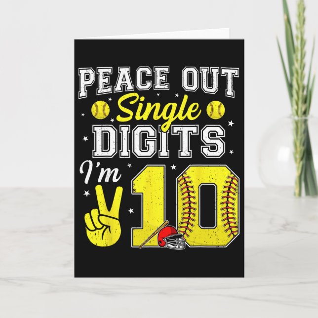 Carte 10th Birthday Boy Softll Peace Out Single Digits 1 (Devant)