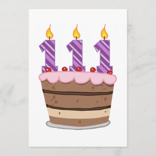 Carte 111 ans sur le gâteau d'anniversaire