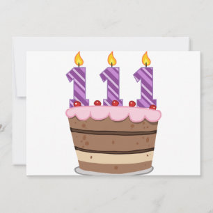 Carte 111 ans sur le gâteau d'anniversaire