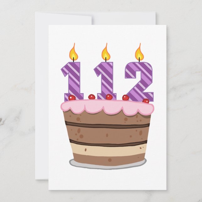 Carte 112 ans sur gâteau d'anniversaire (Devant)