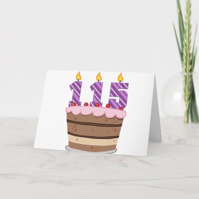 Carte 115 ans sur le gâteau d'anniversaire (Devant)