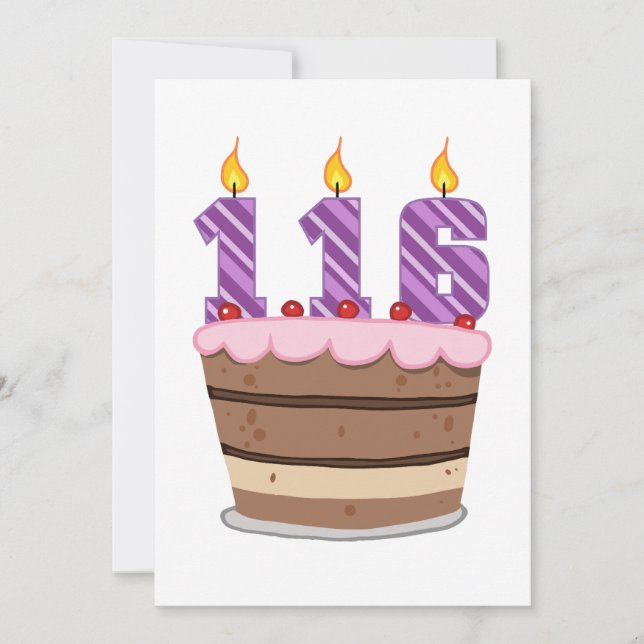 Carte 116 ans sur le gâteau d'anniversaire (Devant)