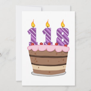 Carte 118 ans sur le gâteau d'anniversaire