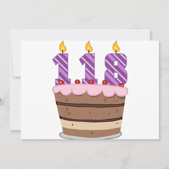 Carte 118 ans sur le gâteau d'anniversaire (Devant)