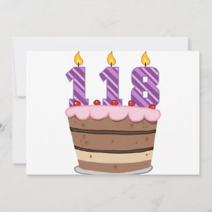 Carte 118 ans sur le gâteau d'anniversaire