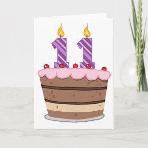 Carte 11 ans sur le gâteau d'anniversaire