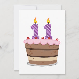 Carte 11 ans sur le gâteau d'anniversaire