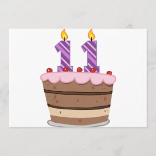 Carte 11 ans sur le gâteau d'anniversaire