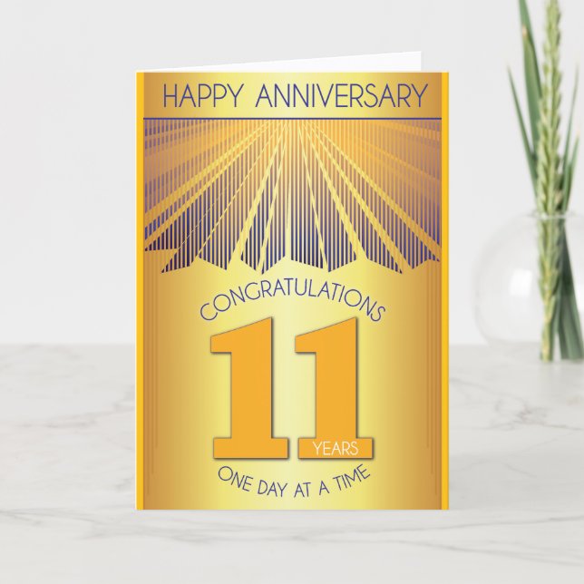 Carte 11 Year Sober Anniversary | Golden Ray 12 Step  (Devant)