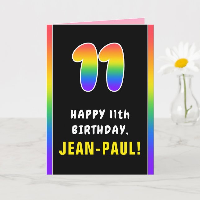 Carte 11e anniversaire : Arc-en-ciel coloré # 11, Nom pe (Petite plante)