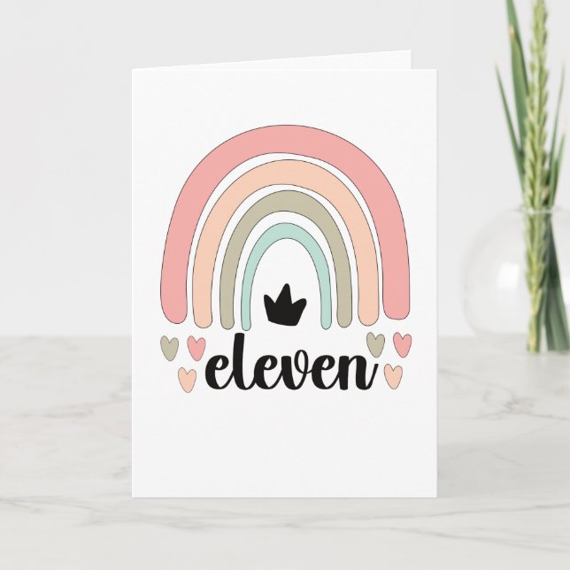 Carte 11e anniversaire Boho Rainbow Party Enfants 11 ans (Devant)