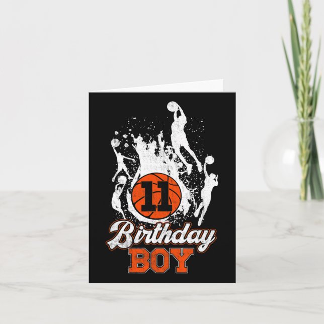 Carte 11e anniversaire Bysketbyll thème Anniversaire gar (Devant)