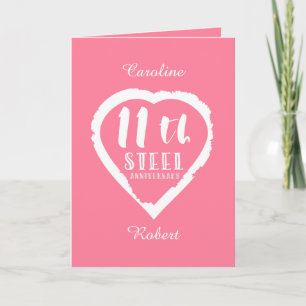 Carte 11e anniversaire mariage coeur