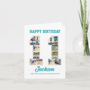 Carte 11e anniversaire Numéro 11 Collage photo