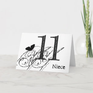 Carte 11e anniversaire pour une nièce, papillon noir, te