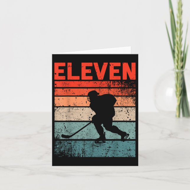 Carte 11e Anniversaire Rétro Hockey sur glace 11 ans Gar (Devant)