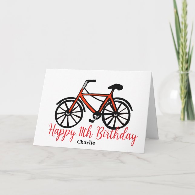 Carte 11e anniversaire vélo rouge (Devant)