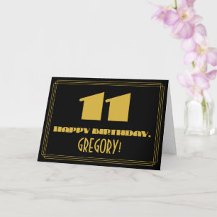 Carte 11ème anniversaire : Nom + Art Déco Inspiré Look "