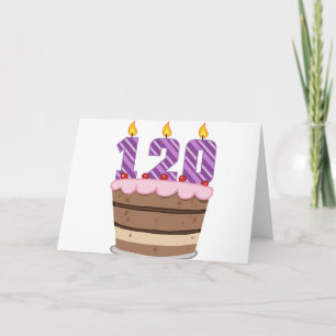 Carte 120 ans sur le gâteau d'anniversaire