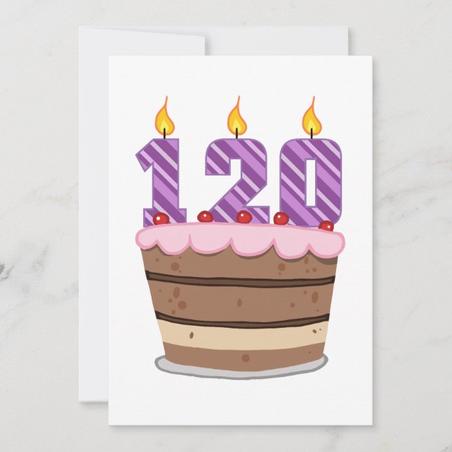 Carte 120 ans sur le gâteau d'anniversaire (Devant)