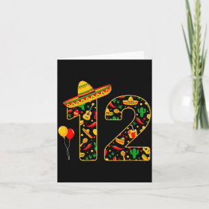 Carte 12 12e anniversaire mexicain sombrero maracas cinc