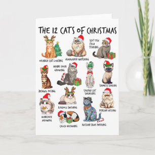 Carte 12 chats de Noël drôle de Noël amateur de chat Xma