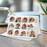 Carte 12 Collage photo avec Arrière - plan blanc<br><div class="desc">Une simple grille photo avec 3 rangées et 4 colonnes de photos. 9 Photos sont carrés, et les 3 autres photos sont horizontales/paysages. Le design est moderne et minimaliste. Faites une carte de vacances personnalisée ou une grille de photos de famille et d'amis. L'intérieur comprend une conception standard de carte...</div>