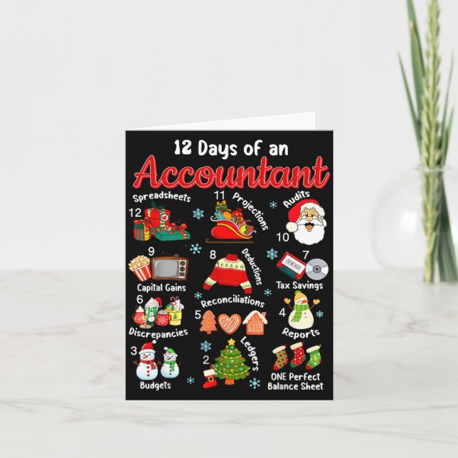 Carte 12 Days Of Accountant Christmas Accounting Major M (Devant)