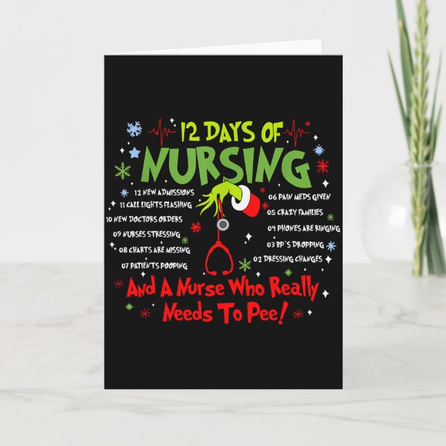 Carte 12 Days Of Nursing Stethoscope Nurse Christmas Xma (Devant)