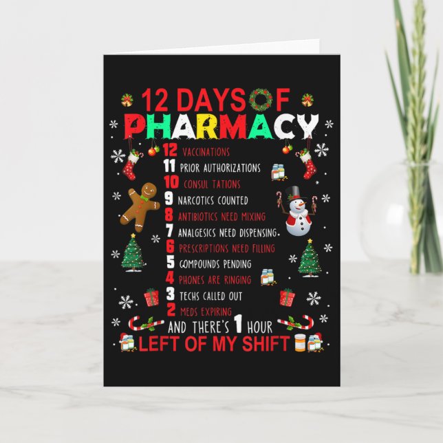 Carte 12 Jours de pharmacie drôle de Noël Pharmacien Tec (Devant)