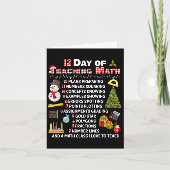 Carte 12 Jours D'Enseignement Mathématiques Noël Math En (Devant)