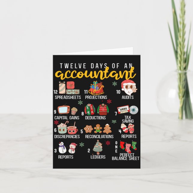 Carte 12 Jours D'un Comptable, Fête De Noël, Tshirt Drôl (Devant)