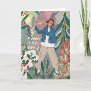 Carte 12 jours mignons de Noël onze pipers piping