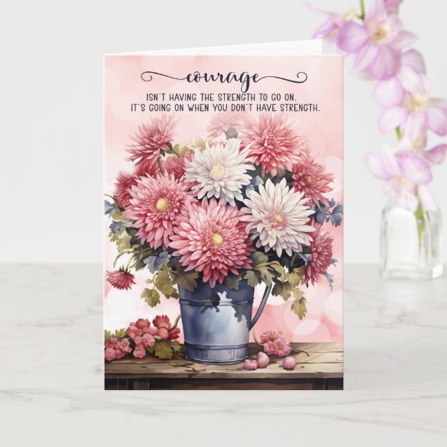 Carte 12 Step Encouragement Pink Chrysanthemums (Orchidée)