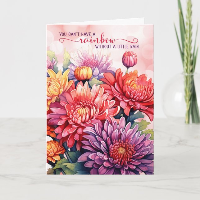 Carte 12 Step Encouragement Rainbow Chrysanthemums (Devant)
