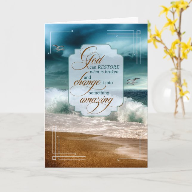 Carte 12 Step Recovery Encouragement Ocean Waves (Fleur jaune)