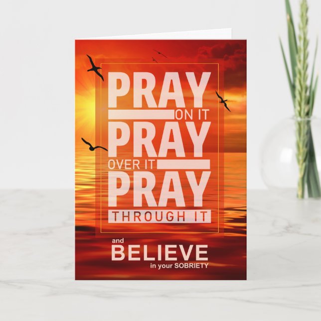 Carte 12 Step Recovery Pray on It and Believe Sunset (Devant)