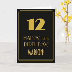 Carte 12e anniversaire - Art Déco Inspiré Look "12" & No