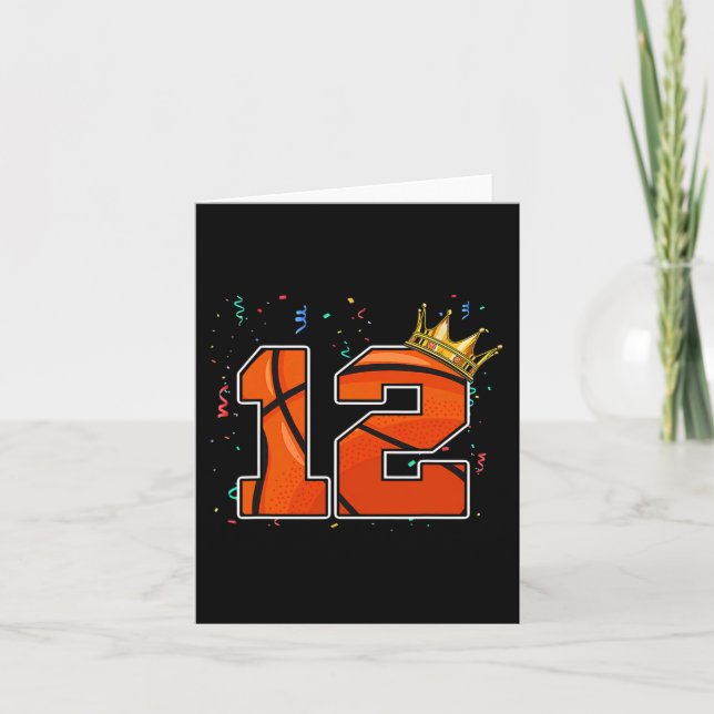 Carte 12e anniversaire Basketball grand nombre 12 ans Bo (Devant)