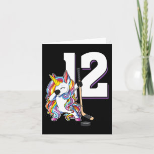 Carte 12e anniversaire Dabbing Unicorn Hockey sur glace