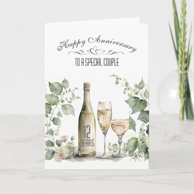 Carte 12e anniversaire de mariage Vin et lierre   (Devant)