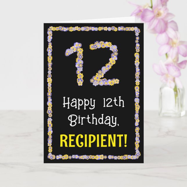 Carte 12e anniversaire : Floral Flowers Numéro, Nom pers (Orchidée)
