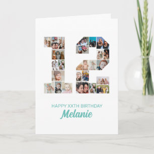 Carte 12e anniversaire numéro 12 photo Collage personnal
